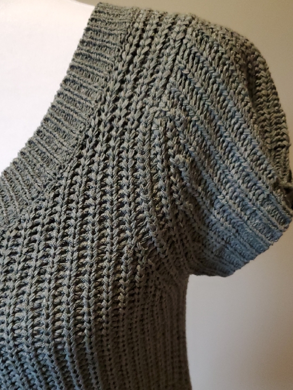 august silk Olive Textured Open-Knit Short Sleeve Top - Picture 6 of 10